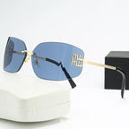 Frameless Square Cut Edge One-Piece Sunglasses UV400 Women Street Style