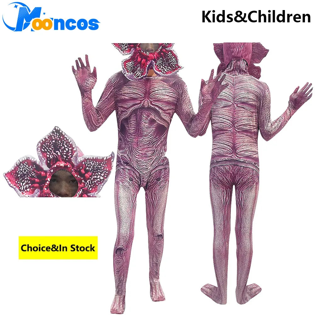S3 S5 Horror Demogorgon Cosplay Jumpsuit TV ST 6 to 14 Years Disfraz Costume Teen Boys Fantasy Cloth Halloween Carnival Clothing