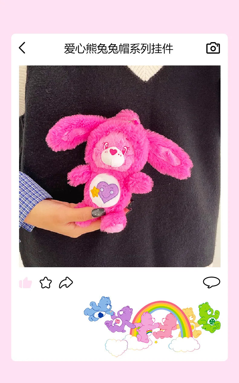 Care Bears Rabbit Hat Plush Keychain Rainbow Bear Bag Charm Gift