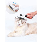 One-Click Pet Hair Removal Comb for Effortless Grooming of Dogs and Cats - Float Hair Removal Slicker Brush with Automatic Funct