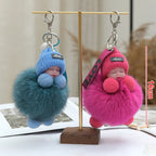 Sleeping Baby Pompom Plush Keychain Cute Fluffy Bag Charm