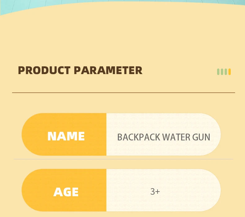 Kids Backpack Water Gun for Summer Beach Pool Outdoor Fun Toy