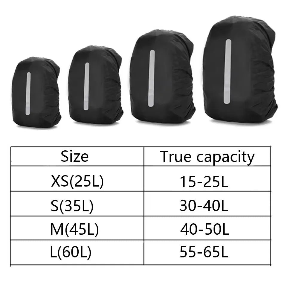 Waterproof Reflective Backpack Rain Cover for 25L–60L Backpacks