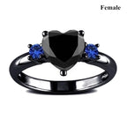 Charm Couple Rings Romantic Women Red Rhinestones Rings Set Trendy Men Stainless Steel Celtic Dragon Rings Wedding Band Jewelry