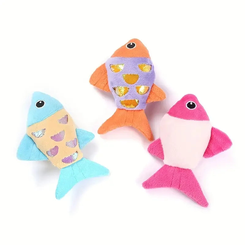 Colorful Pet Cat Toys Fish Crinkle Paper Plush Pet Toys Durable Biting Pet Cat Kicker Toy Teeth Grinding Cat Kitten Catnip Toys