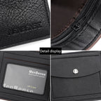 Slim Men Wallets New Short Zipper Card Holder Photo Holder Male Purse Simple Coin Pocket High Quality PU Leather Men's Wallet