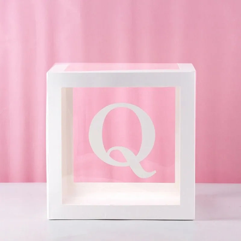 Transparent Letter Balloon Box Baby Shower Decorations Happy Birthday Wedding Decor 1st Birthday Party Supplies Balloon Box