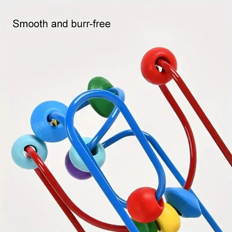 Colorful Wooden Bead Maze Roller Coaster Educational Toy for Toddlers