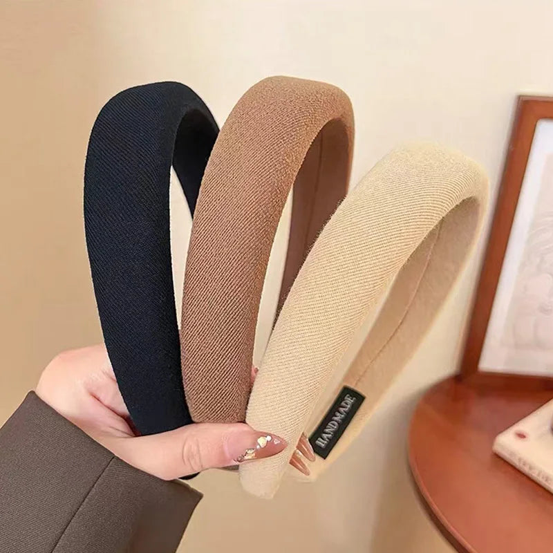 Solid Color Sponge Wide Headband for Women