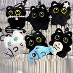 Cute Black Cat Plush Keychain Kawaii Bag Charm