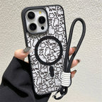 Luxury Lanyard Magnetic Phone Case For iPhone 13 17 16 18 Pro Max 11 15 14 12 17pro Shockproof Acrylic Matte Cat Painted Cover