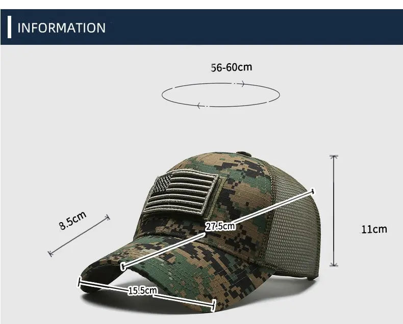 American Flag Camouflage Mesh Baseball Cap for Outdoor Adventures