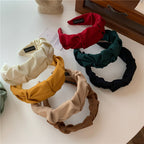 Korean Hair Accessories Solid Color Cotton Crumpled Women's Head Hoop Wide Bezel Makeup Hairbands for Ladies Headwear 2023 New
