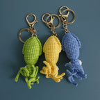 Funny Squid Crochet Keychain Cute Ocean Bag Charm