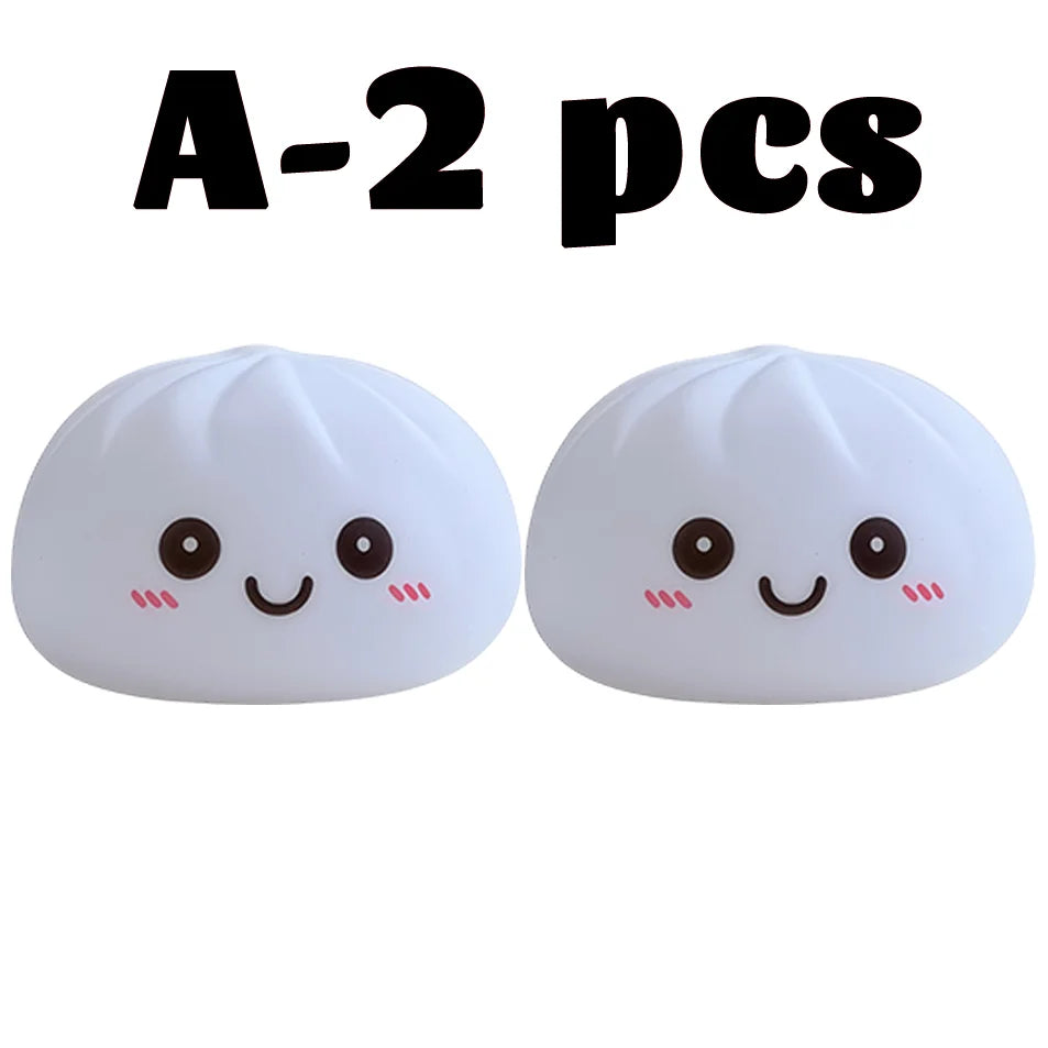 Simulation Dumplin Toy Night Light Soft Dumplings Soft Cute Steamer Birthday Gift Prank Props Colorful Dumping Toy Squishy Gifts