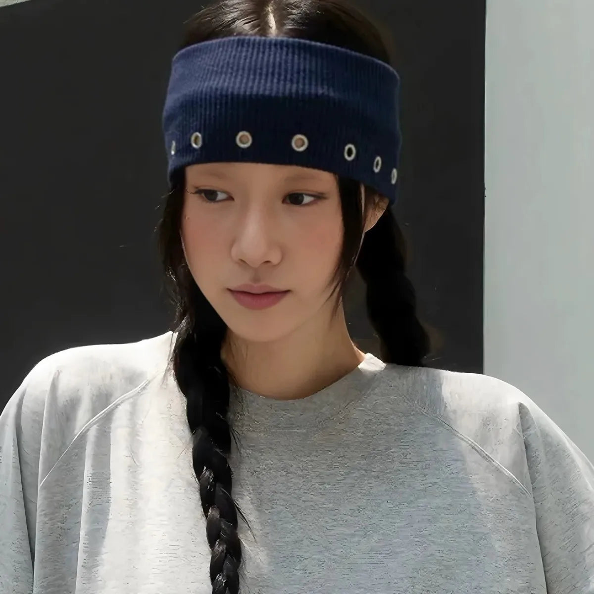 Punk Wide Elastic Eyelet Headband for Women
