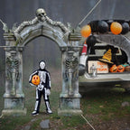 Halloween Skeleton Party Decorations Scary Tombstones Door Banner Creepy Bats Photo Booth Props Large Horror Graveyard Photograp