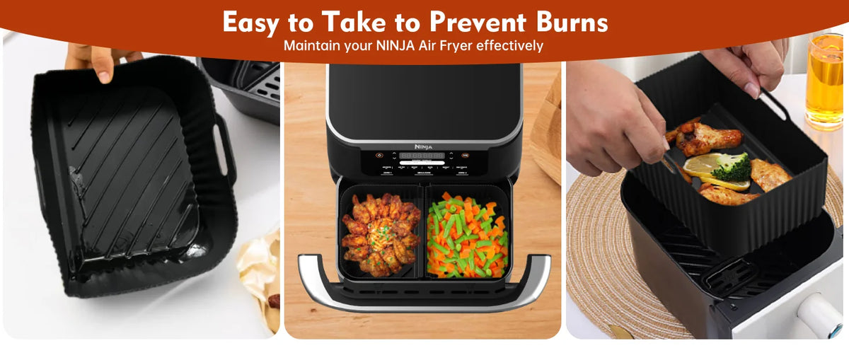 Rectangle Air Fryer Silicone Liner for Ninja Reusable Non-Stick Basket