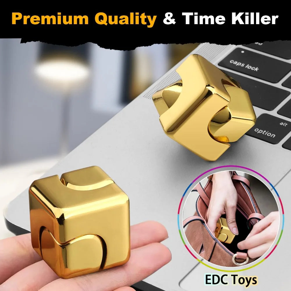 Alloy Cube Spinner Stress Relief Toy – Portable Desk Focus Gadget