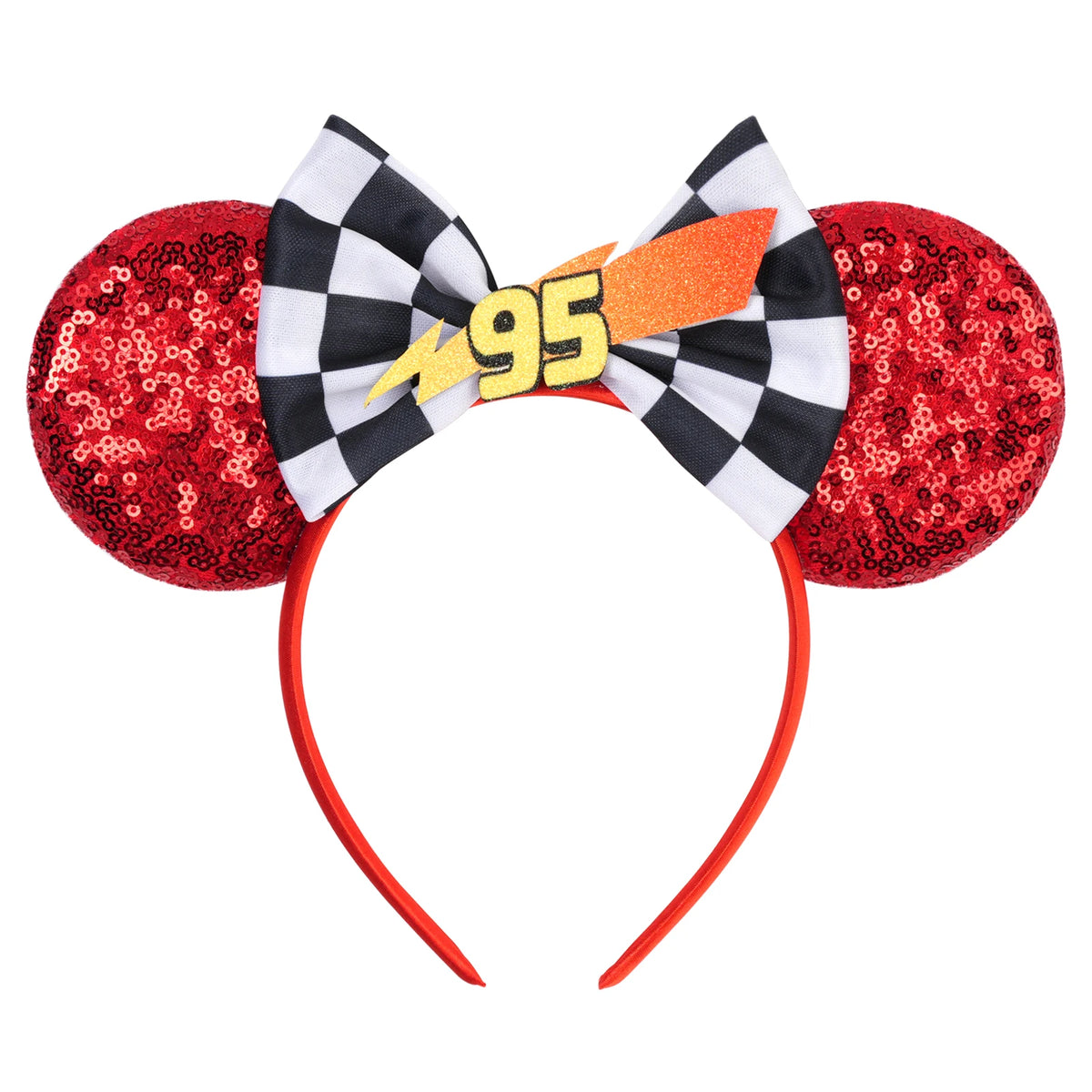 Disney Anime Cars Ears Headbands Women Sequins Bow Hairband Girls Pixar 95 Lightning McQueen Hair Accessories Kids Headwear Gift