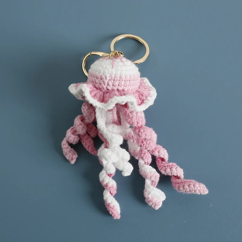 Funny Shrimp Crochet Keychain Cute Ocean Bag Charm