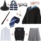 Potter Costume Robe Tie Cloak Scarf Wand Glasses Hermione Dress Flying Thief Accessories Sweater Halloween Cosplay Costume Gifts