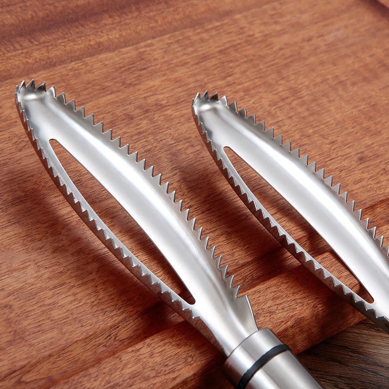Stainless Steel Fish Scale Remover with Scraper and Bone Tweezers