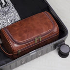 Leather Hanging Travel Toiletry Bag for Men & Women