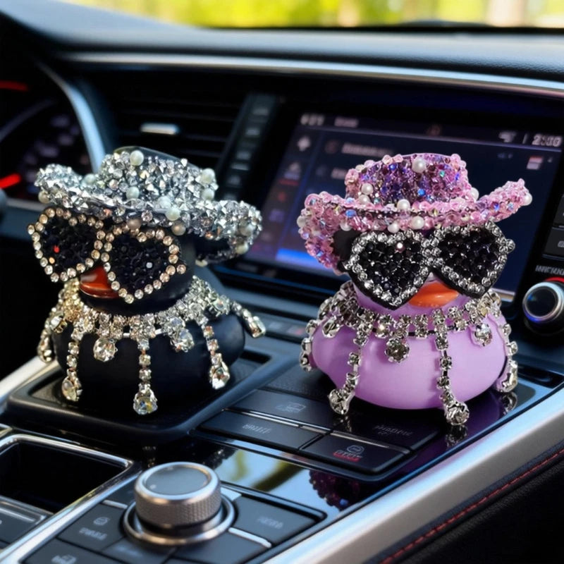Luxury Diamond Rubber Duck Car Ornaments Purple Pink Black Car Ducks Funny Office Gifts Dashboard Decorations for Jeep for BMW