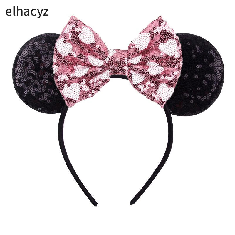 Embroidered Sequin Ears Bow Headband for Women & Girls
