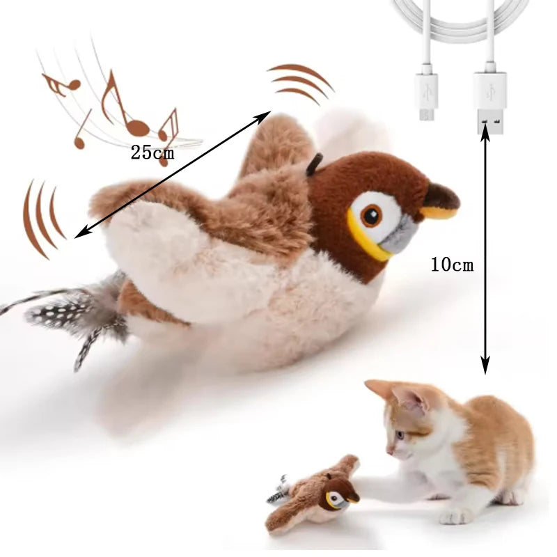 Interactive Chirping Flapping Bird Pet Toy for Cats and Dogs Play