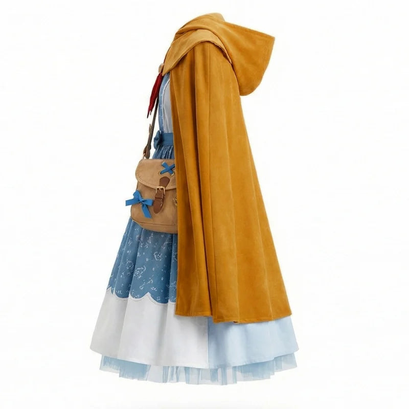 Girls Holly Wheeler Cosplay Costume Blue Dress Brown Cloak Suits Monster Things Season 5 Roleplaying Carnival Outfits