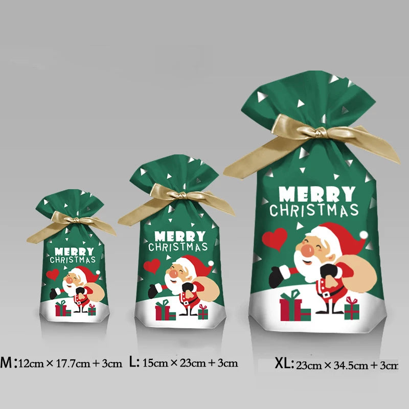 Merry Christmas Candy Bag Santa Gift Bag Snowflake Drawstring Bag Christmas Decorations for Home New Year 2022 Noel Presents