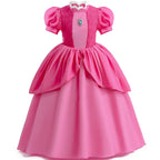 Peach Princess Costume For Girls Ball Gown Princess Dress Kids Cosplay Halloween Carnival Birthday Party Dress for 3-10 years