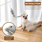 Natural Wooden Cat Teaser Wand for Interactive Indoor Cat Play