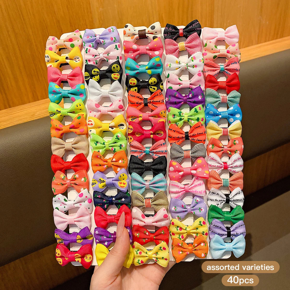 30PCS Colorful Fabric Bow Hair Clips for Girls & Women
