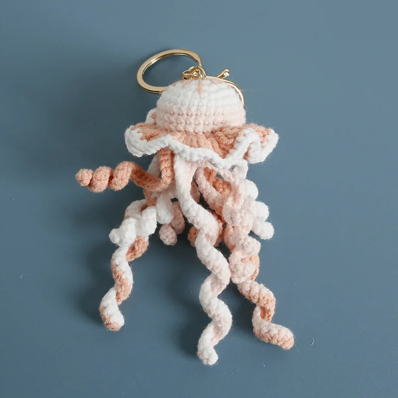 Funny Shrimp Crochet Keychain Cute Ocean Bag Charm