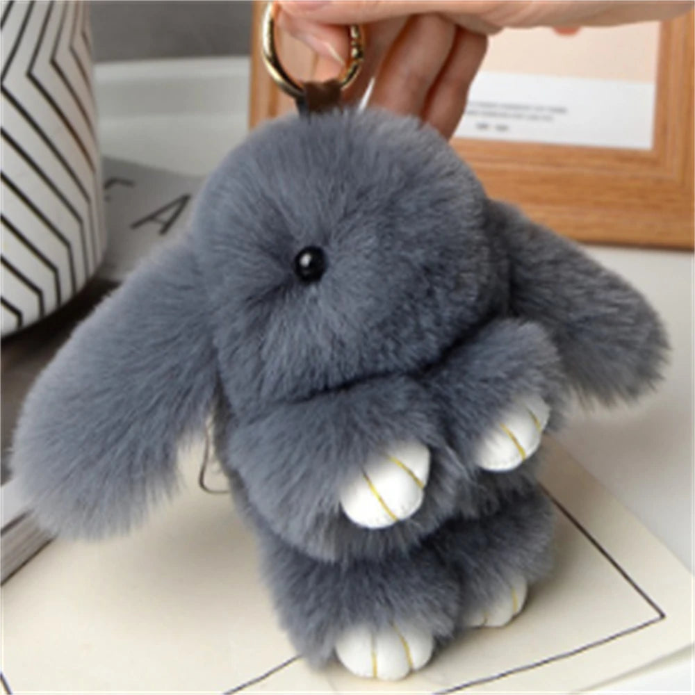 Soft Rabbit Fur Keychain Bag Charm for Women Handbag Accessory