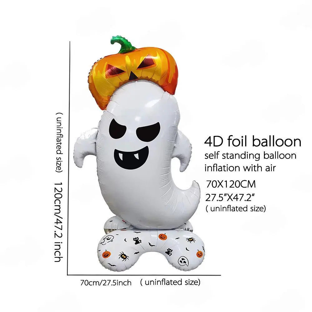 2026 Large Halloween Aluminum Film Balloons Bat Pumpkin Ghost Monster Inflatable Seated Standing Halloween Balloon Party Supplie