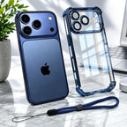 Luxury Transparent Shockproof Phone Case For iPhone 18 17 13 12 Pro Max 16 15 14 Plus Air with Wrist Strap Lens Protector Cover