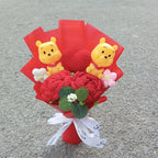 Anime Winnie the Pooh Pig Elephant Handmade Flower Bouquet Plush Doll Wedding Graduation Valentine Christmas Birthday Gifts