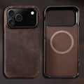 for Magsafe Case for iPhone 17 15 16 18 Pro Max Air 18Pro 17Pro Retro Luxury Genuine PULL-UP Leather Magnetic Phone Back Cover