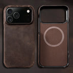 for Magsafe Case for iPhone 17 15 16 18 Pro Max Air 18Pro 17Pro Retro Luxury Genuine PULL-UP Leather Magnetic Phone Back Cover