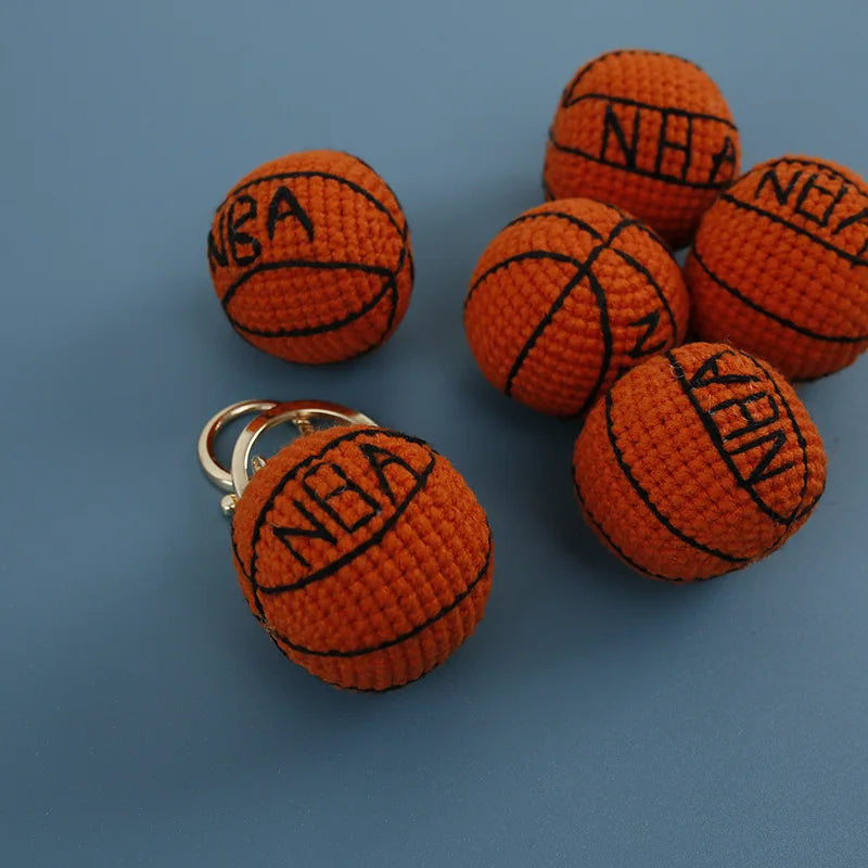 Crochet Sports Ball Keychain Soccer Basketball Bag Charm