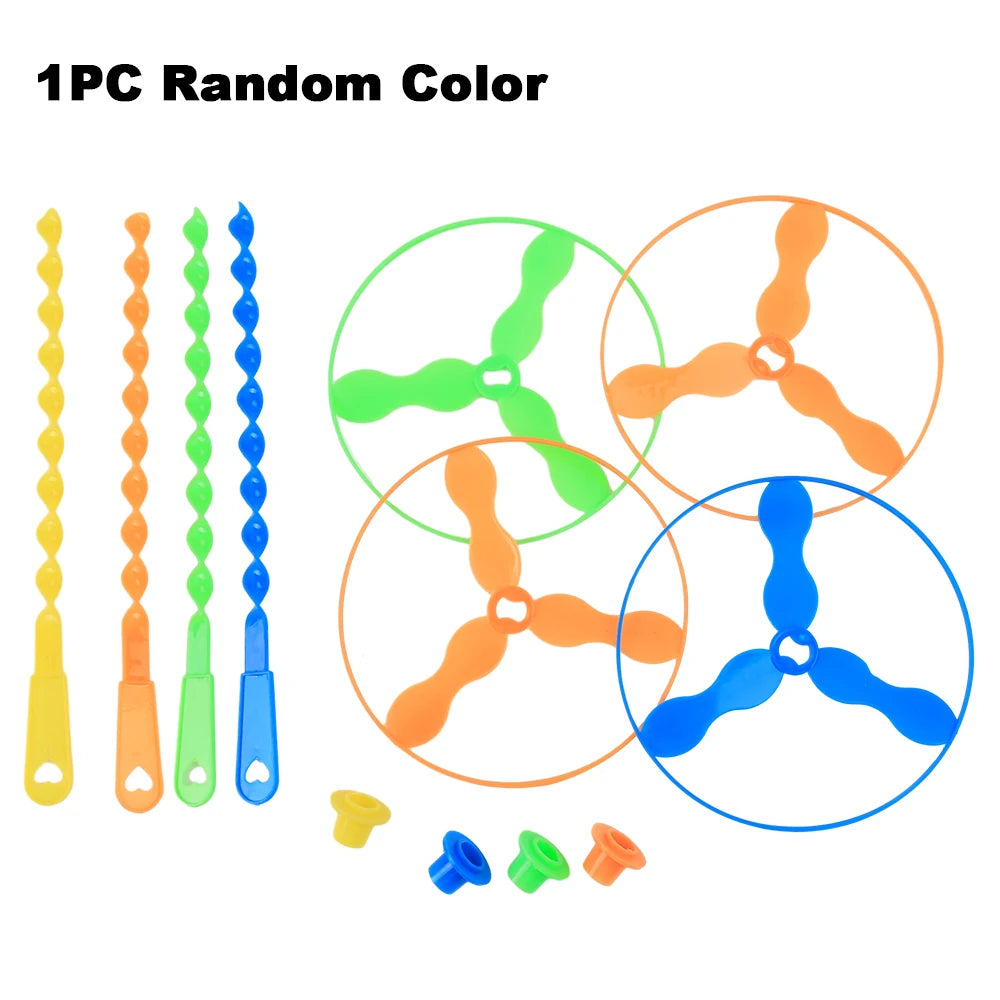1-5pcs LED Luminous Bamboo Dragonfly Hand Pushing Saucer Toys Kids Outdoor Hand Pushing Saucer Spinning Top Toy Transmit Gifts