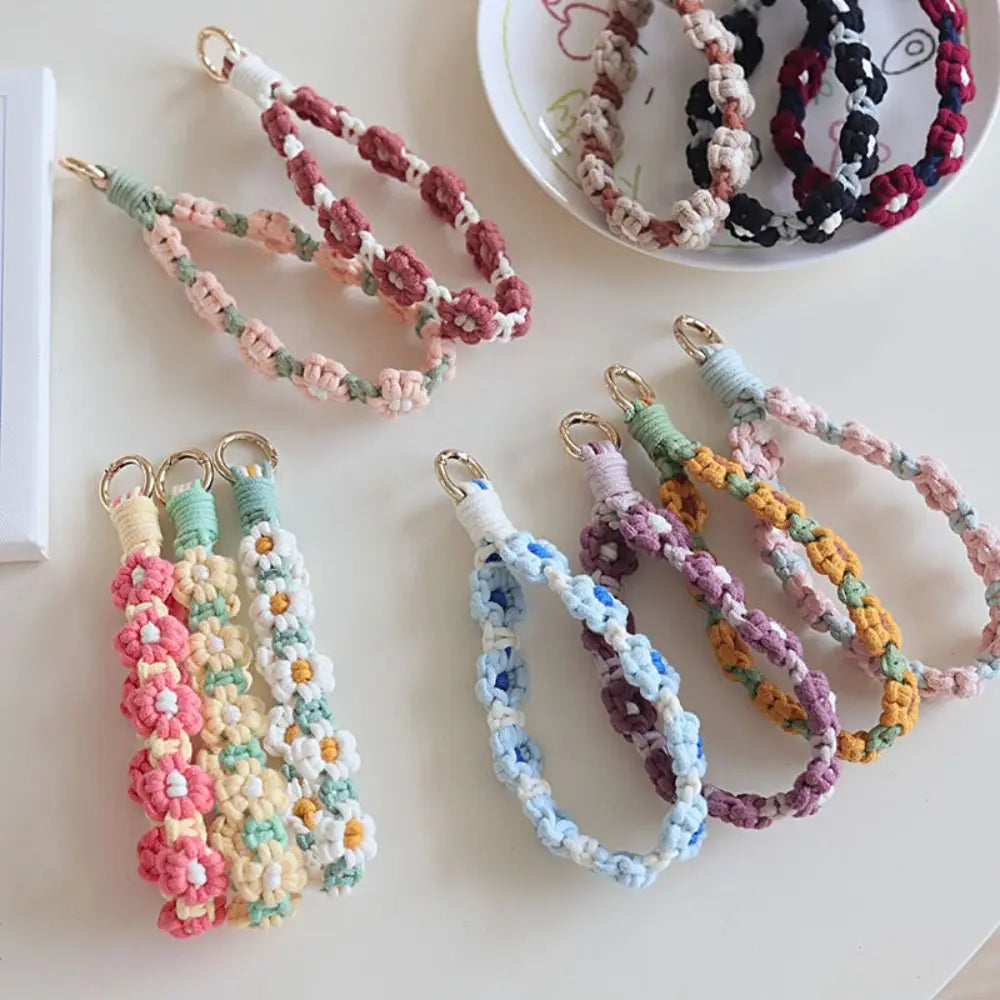Korean Style Boho Macrame Phone Wristlet Keychain Strap