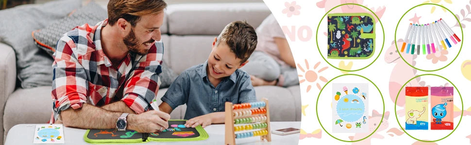 Erasable Reusable Doodle Book Drawing Pad with 12 Watercolor Pens