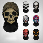 Halloween Skeleton Mask Elastic Mesh Hood Scary Party Cosplay Prop Breathable Face Cover Hood