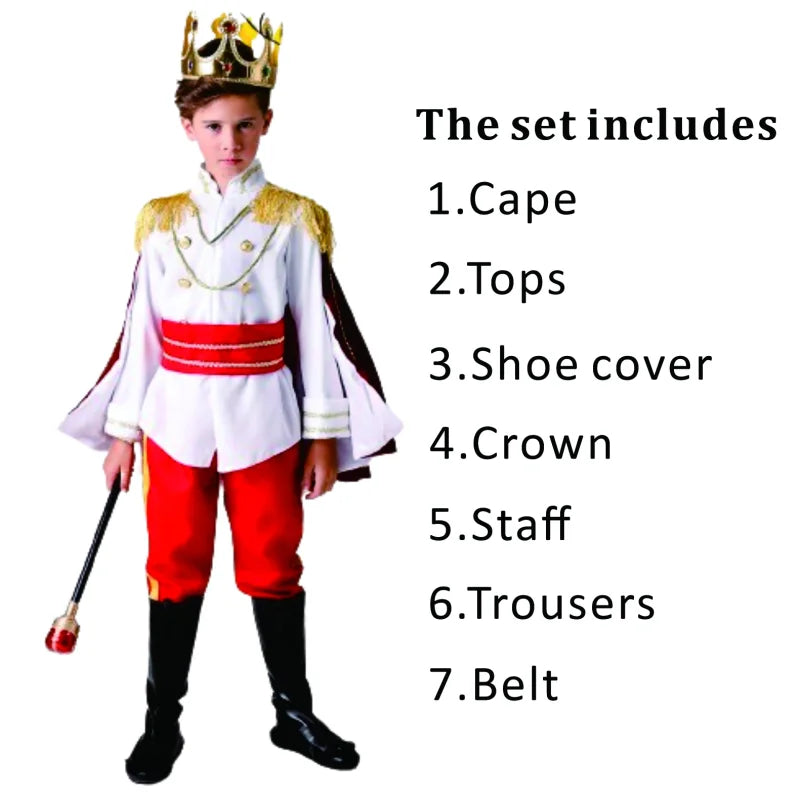 Boys King Carnival Costume 7 Piece – Royal Prince Outfit