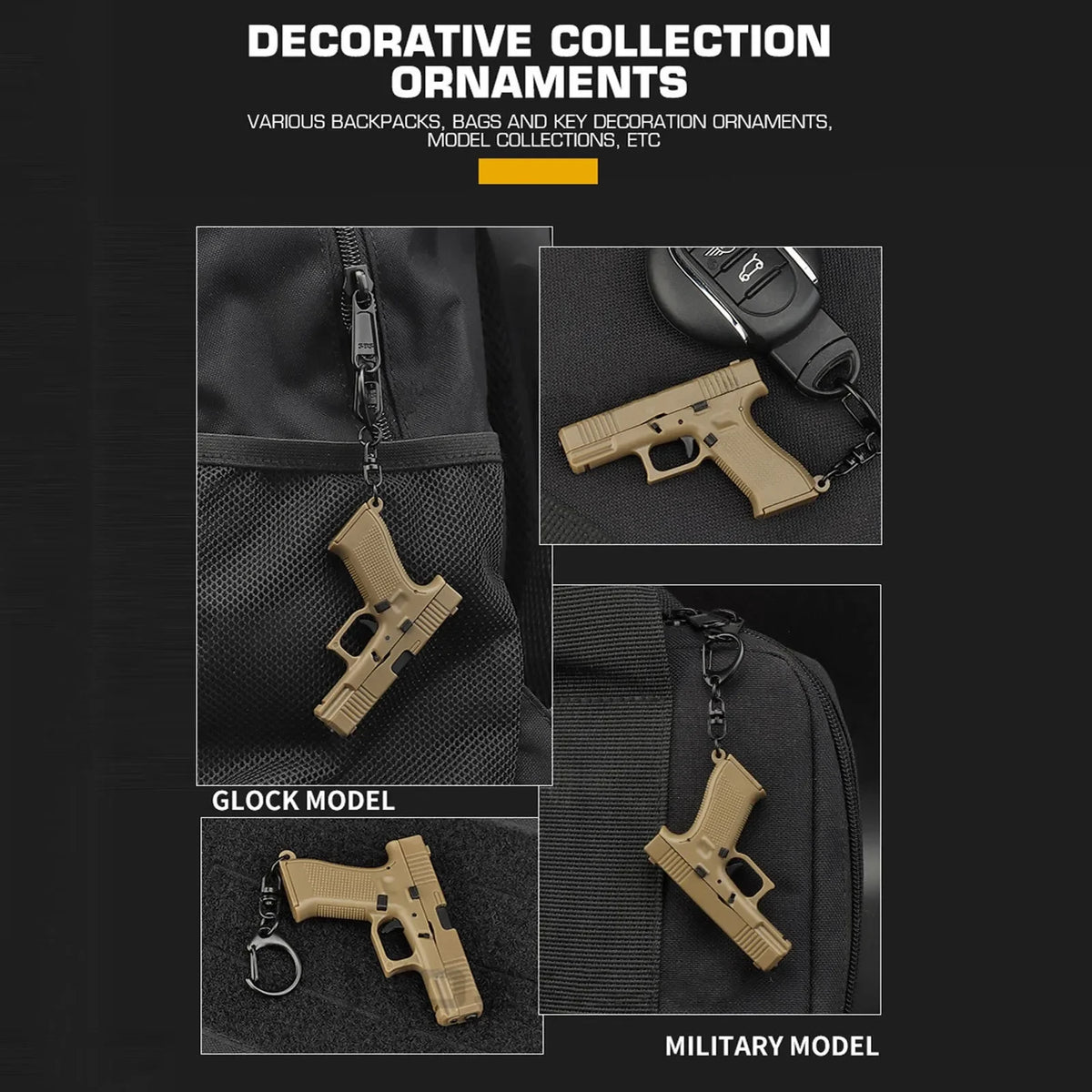 Tactical Pistol Shape Keychain Detachable Car Keyring Accessory